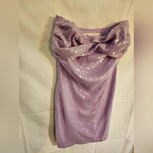 Purple Sequin Strapless Dress